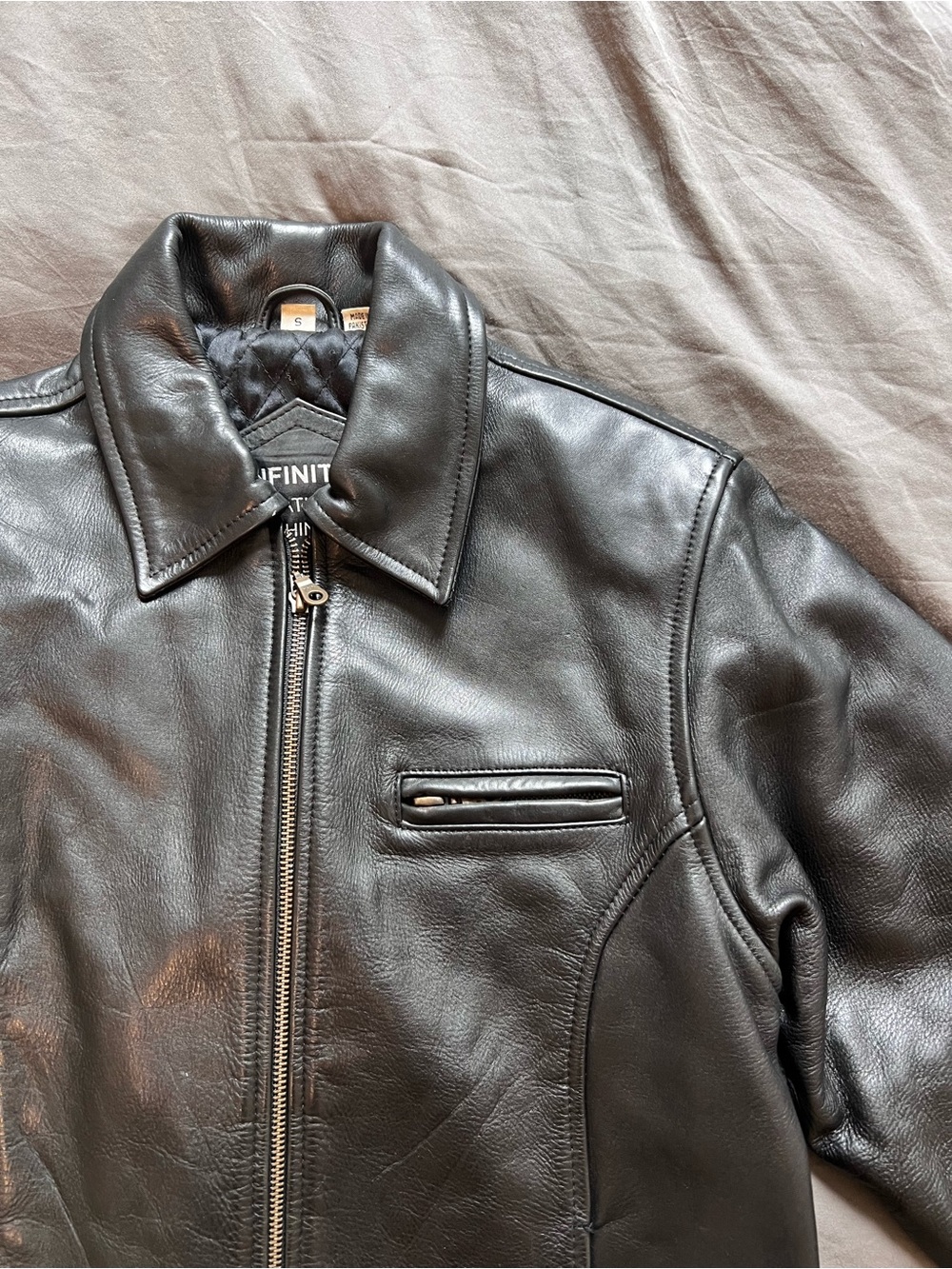 Women's Vintage genuine leather moto Jacket - size s